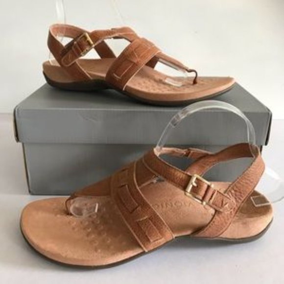 Vionic Lupe Leather Adjustable T-Strap Sandals - Picture 4 of 9